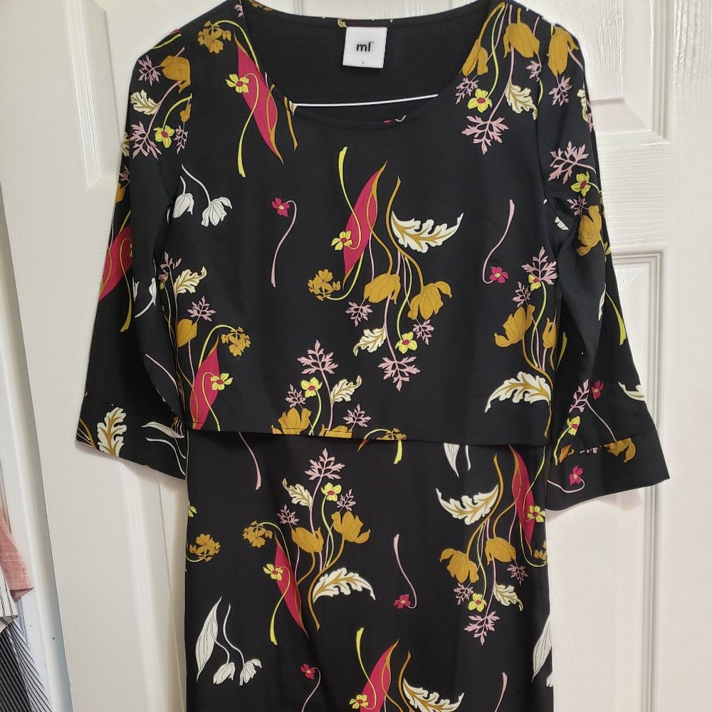 Floral Long Sleeves Nursing Dress